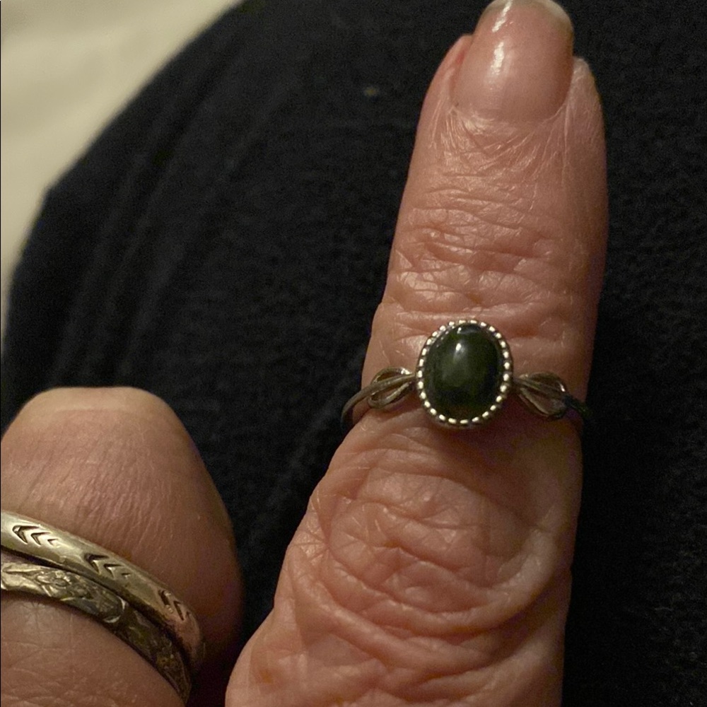 Silver and Black Stone Ring